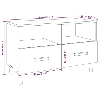 vidaXL Tv-meubel 80x36x50 cm bewerkt hout wit