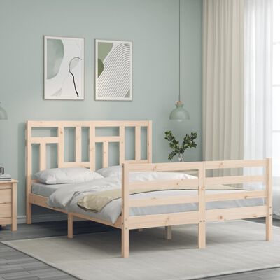 vidaXL Bedframe met hoofdbord massief hout 120x200 cm