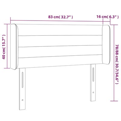 vidaXL Hoofdbord LED 83x16x78/88 cm stof lichtgrijs