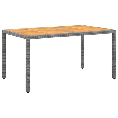 vidaXL Tuintafel 150x90x75 cm acaciahout en poly rattan grijs