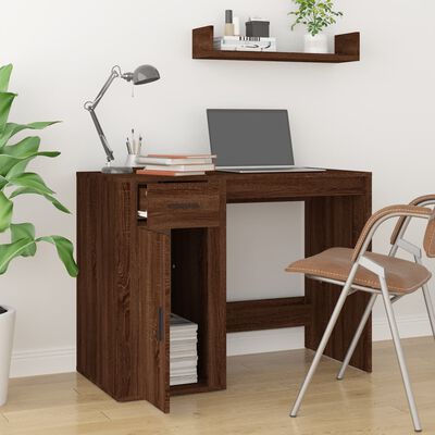 vidaXL Bureau 100x49x75 cm bewerkt hout bruin eikenkleur