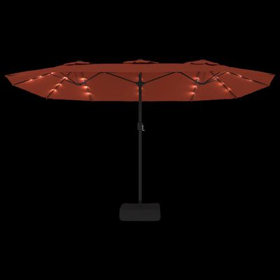 vidaXL Parasol dubbel dak met LED 449x245 cm terracottakleurig