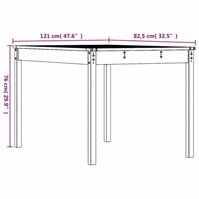 vidaXL Tuintafel 121x82,5x76 cm massief grenenhout honingbruin