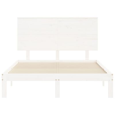 vidaXL Bedframe met hoofdbord massief hout wit 120x200 cm