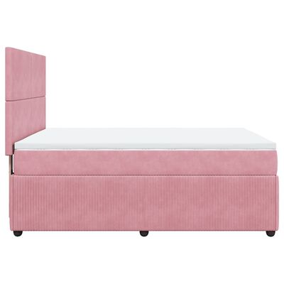 vidaXL Boxspring met matras fluweel roze 160x200 cm