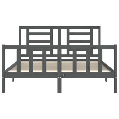 vidaXL Bedframe met hoofdbord massief hout grijs