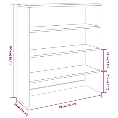 vidaXL Opzetkast HAMAR 90x30x100 cm massief grenenhout lichtgrijs