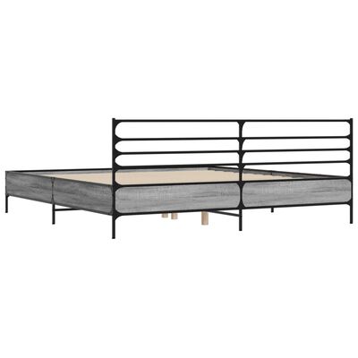 vidaXL Bedframe bewerkt hout metaal grijs sonoma eiken 180x200 cm