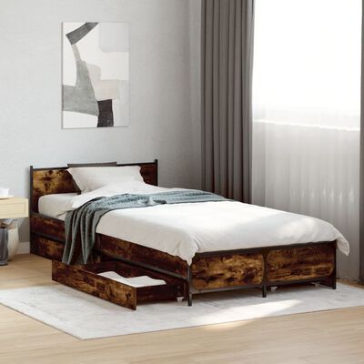 vidaXL Bedframe met lades bewerkt hout gerookt eikenkleurig 100x200 cm