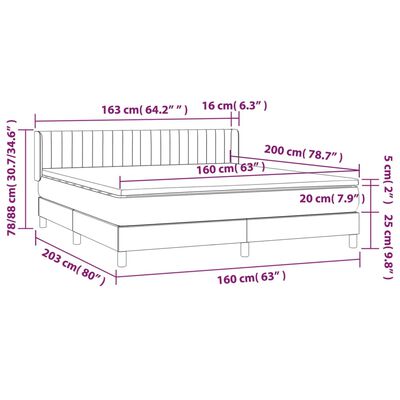 vidaXL Boxspring met matras fluweel donkerblauw 160x200 cm