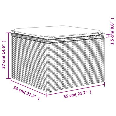 vidaXL Tuinkruk met kussen 55x55x37 cm poly rattan lichtgrijs