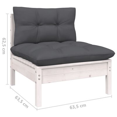 vidaXL 9-delige Loungeset met kussens grenenhout wit