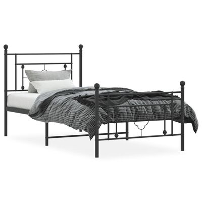 vidaXL Bedframe met hoofd- en voeteneinde metaal zwart 90x190 cm