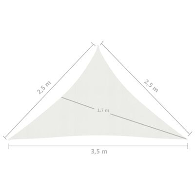 vidaXL Zonnezeil 160 g/m² 2,5x2,5x3,5 m HDPE wit