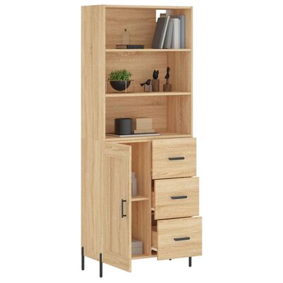 vidaXL Hoge kast 69,5x34x180 cm bewerkt hout sonoma eikenkleurig