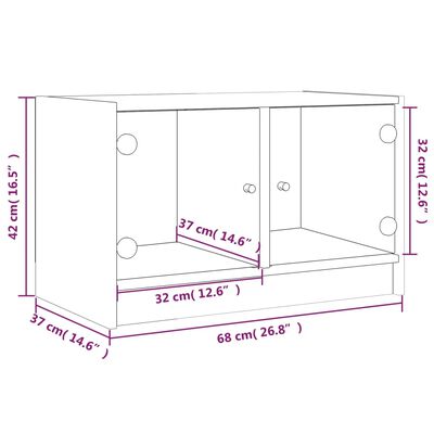 vidaXL Tv-meubel met glazen deuren 68x37x42 cm sonoma eikenkleurig