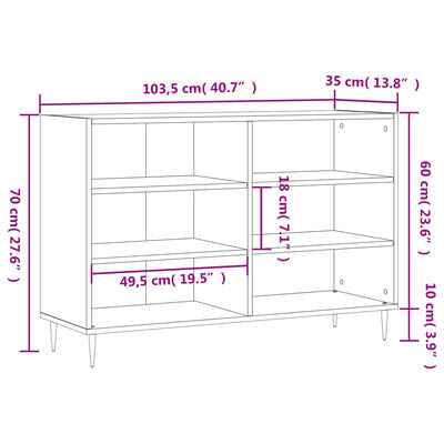 vidaXL Dressoir 103,5x35x70 cm bewerkt hout betongrijs