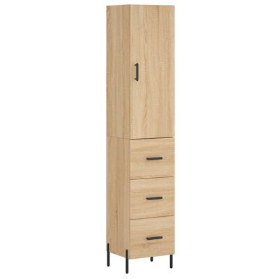 vidaXL Hoge kast 34,5x34x180 cm bewerkt hout sonoma eikenkleurig