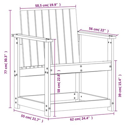 vidaXL Tuinstoel 62x56x77 cm massief grenenhout