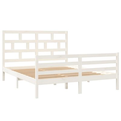 vidaXL Bedframe massief grenenhout wit 160x200 cm