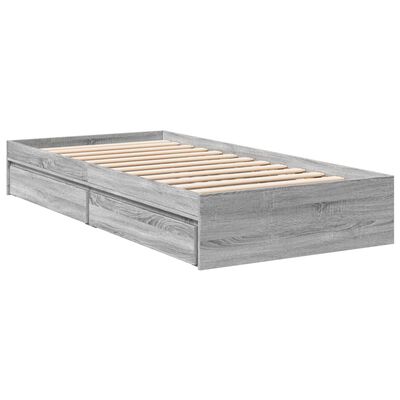 vidaXL Bedframe met lades bewerkt hout grijs sonoma eiken 75x190 cm