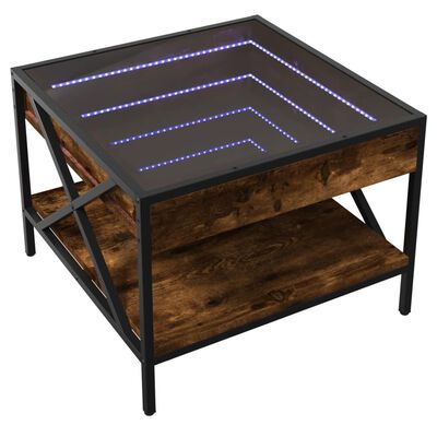 vidaXL Salontafel met Infinity LED 50x50x38 cm gerookt eikenkleurig