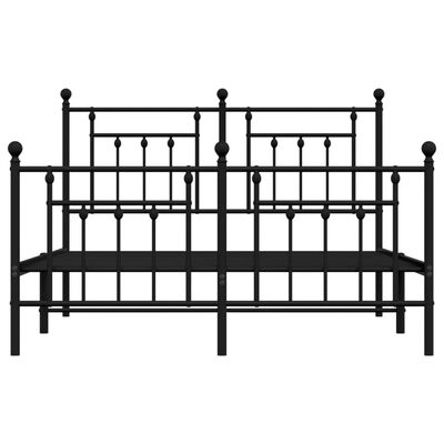 vidaXL Bedframe met hoofd- en voeteneinde metaal zwart 140x190 cm