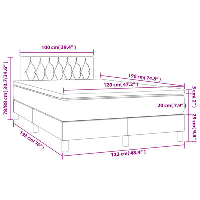 vidaXL Boxspring met matras en LED stof crèmekleurig 120x190 cm