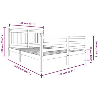 vidaXL Bedframe massief hout 160x200 cm