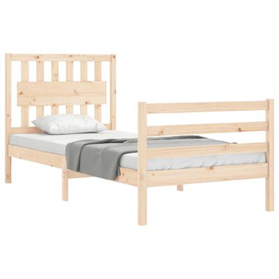 vidaXL Bedframe met hoofdbord massief hout 90x200 cm