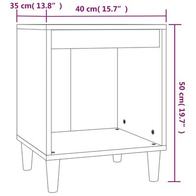 vidaXL Nachtkastje 40x35x50 cm bewerkt hout wit