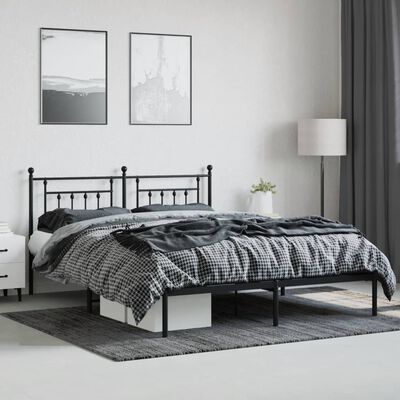 vidaXL Bedframe met hoofdbord metaal zwart 183x213 cm