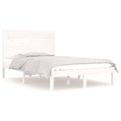 vidaXL Bedframe massief hout wit 135x190 cm