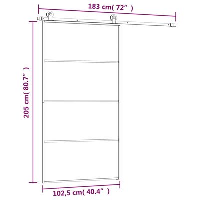 vidaXL Schuifdeur met beslag 102,5x205 cm ESG-glas en aluminium