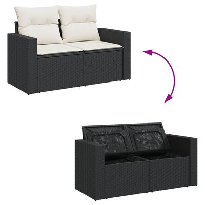 vidaXL 7-delige Loungeset met kussens poly rattan zwart