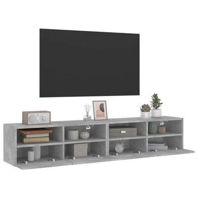 vidaXL Tv-wandmeubels 2 st 80x30x30 cm bewerkt hout betongrijs