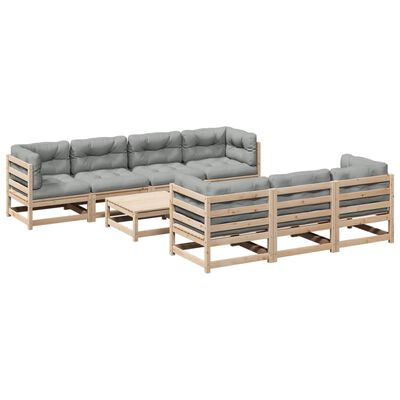 vidaXL 8-delige Loungeset met kussens massief grenenhout