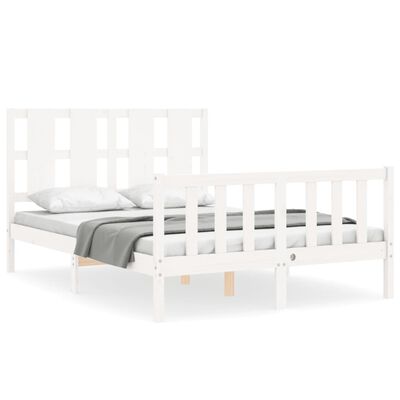 vidaXL Bedframe met hoofdbord massief hout wit 140x190 cm