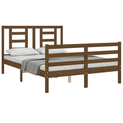 vidaXL Bedframe met hoofdbord massief hout honingbruin 140x200 cm