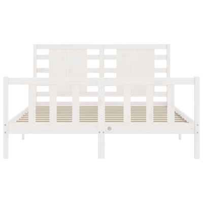 vidaXL Bedframe met hoofdbord massief hout wit 160x200 cm