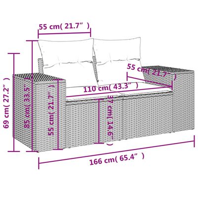 vidaXL 8-delige Loungeset met kussens poly rattan zwart