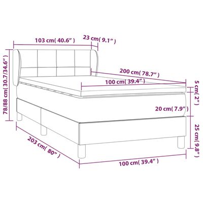 vidaXL Boxspring met matras fluweel zwart 100x200 cm