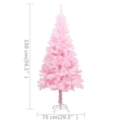 vidaXL Kunstkerstboom met verlichting en kerstballen 150 cm PVC roze