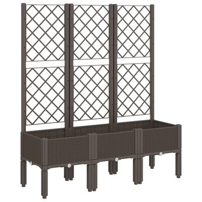 vidaXL Plantenbak met latwerk 120x40x142 cm polypropeen bruin