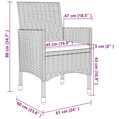 vidaXL 7-delige Tuinset met kussens poly rattan wit