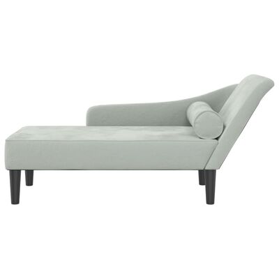 vidaXL Chaise longue met kussens fluweel lichtgrijs