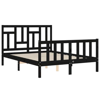 vidaXL Bedframe met hoofdbord massief hout zwart