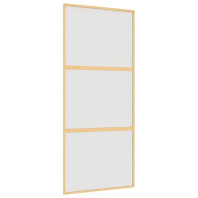 vidaXL Schuifdeur 90x205 cm mat ESG-glas en aluminium goudkleurig