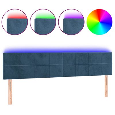 vidaXL Hoofdbord LED 200x5x78/88 cm fluweel donkerblauw