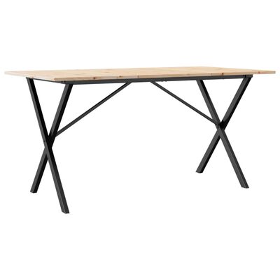 vidaXL Eettafel X-frame 140x80x75 cm massief grenenhout en gietijzer